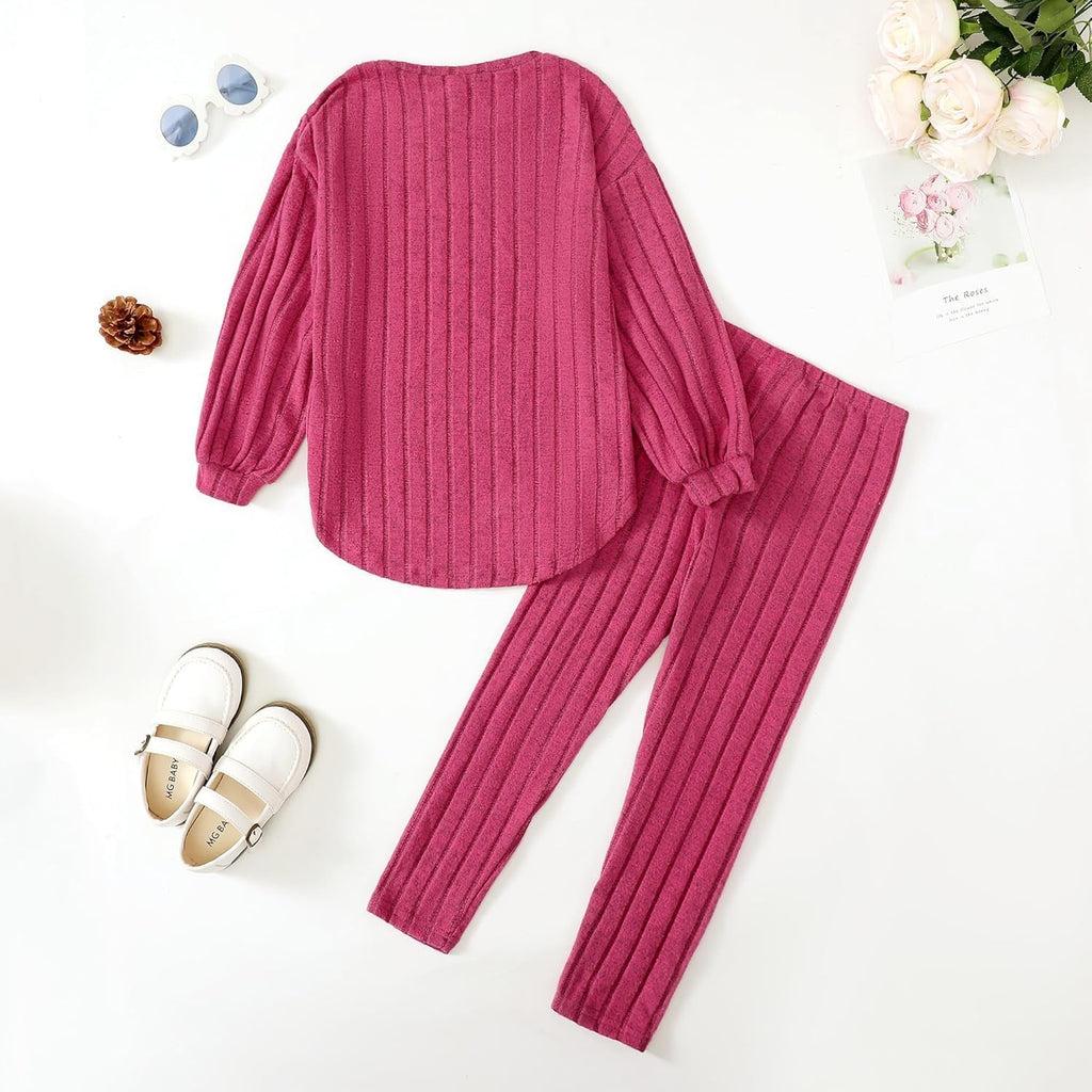 Toddler Girl Clothes 2 Piece Fall Outfit Ribbed Top & Leggings Set