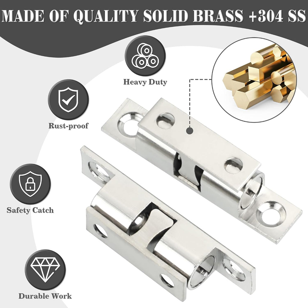 Double Roller Catch Cabinet Latches,Adjustable Double Ball Tension Roller Catch Latch Brass Cabinet Door Latch,67mm