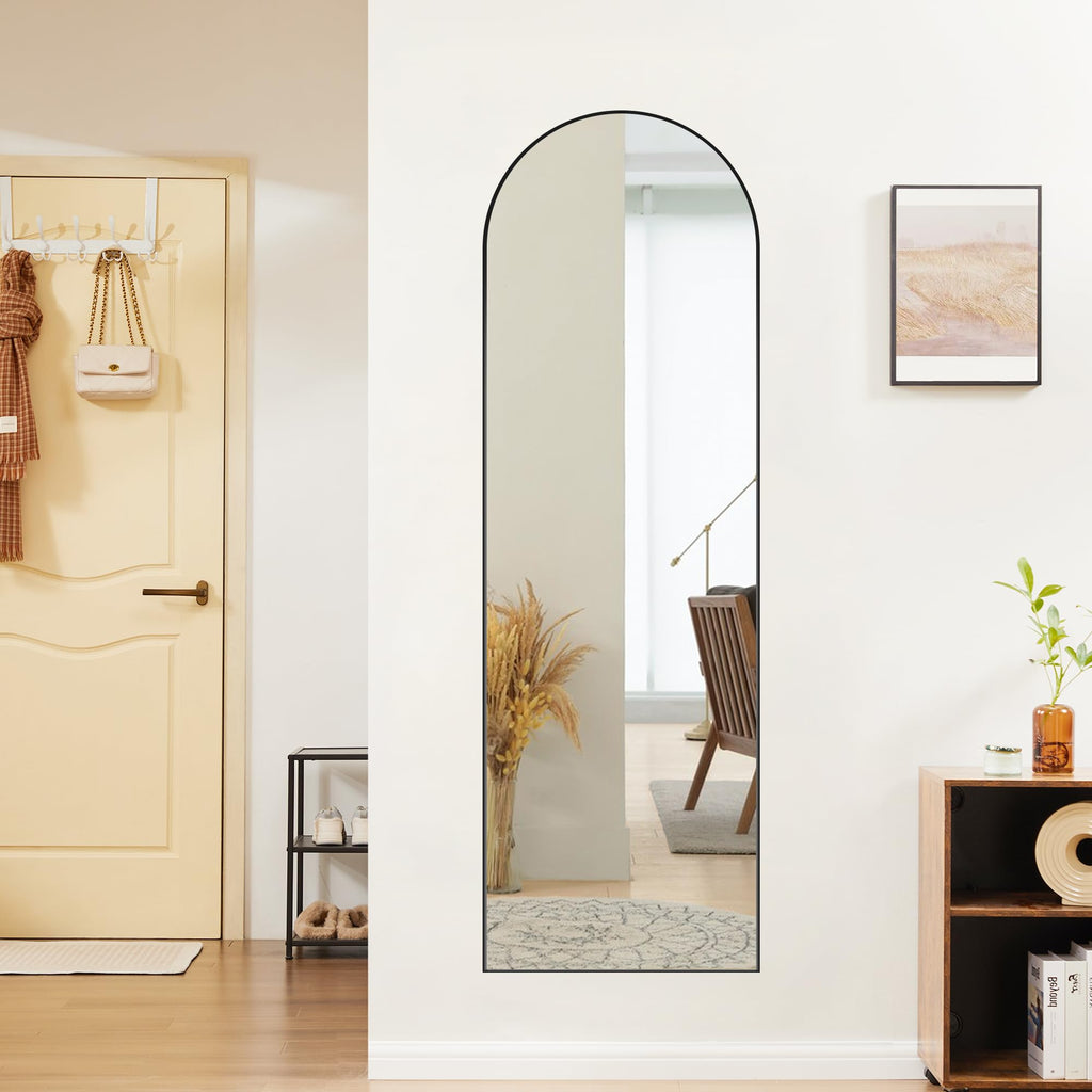 Arched Full Length Mirror with Stand, 60"x16" Full Body Mirror