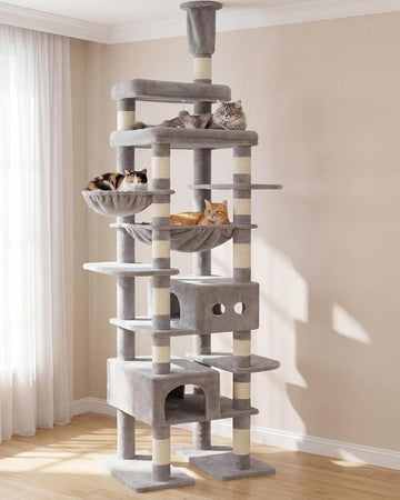 Floor to Ceiling Cat Tree, 104.7"-116.5" Height-Adjustable