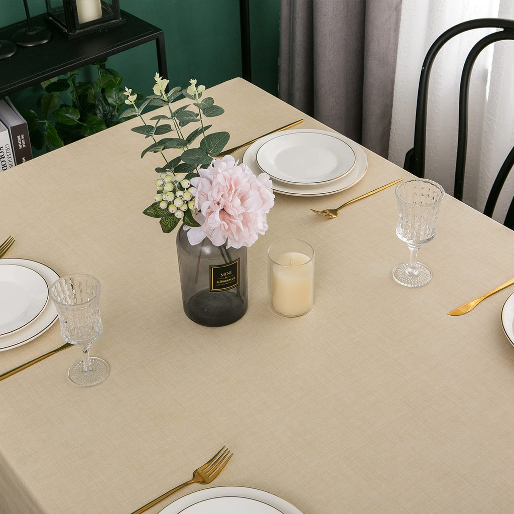 Vinyl Tablecloth with Flannel Backing, Waterproof Table Cloth
