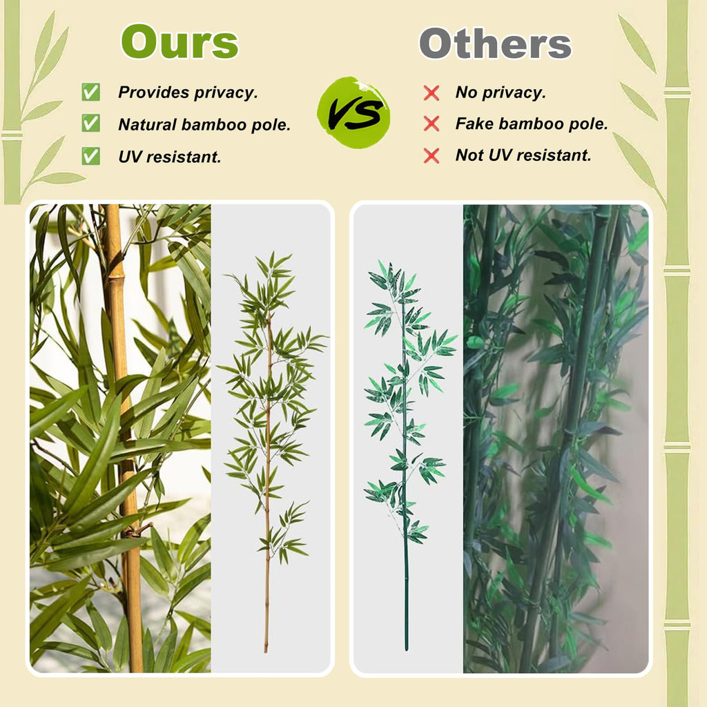 4/5/6/7 ft Faux Bamboo Plant Outdoor 10 Pack, Fake Bamboo with Encrypted Leaves Garden Yard Decor, Privacy Artificial