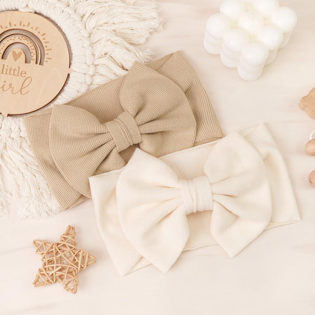 8 Colors Super Stretchy Soft Knot Baby Girl Headbands with Hair Bows Nylon Head Wrap For Newborn Baby Girls Infants