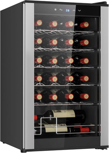 24 Bottle Wine Fridge - Freestanding Wine Cooler with Glass Door, 2.4 cu. ft (68