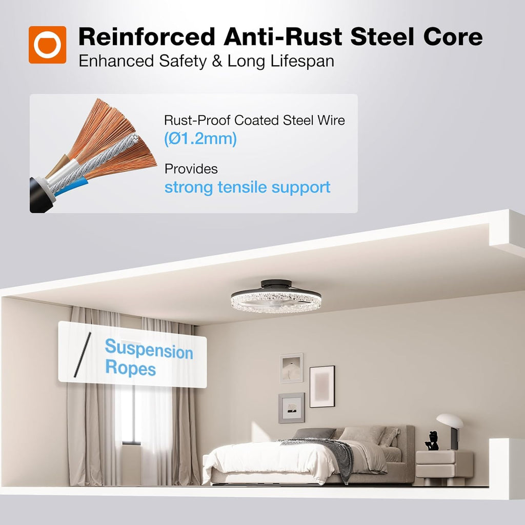 Ceiling Fans with Lights and Remote, 20'' Low Profile Ceiling Fans, 3000-6000K Dimmable Modern Flush Mount LED Fan Light, Fandelier Ceiling Fan for Bedroom, Kitchen, Living Room, Black A101-B0DNFGXWWJ