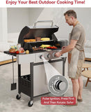 4-Burner Propane Gas Grill with Side Burner, 49,000 BTU Stainless Steel BBQ Grill with Cast Iron Grates and Side Tables (Black & Silver)