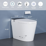 Smart Toilet with ADA Height, Bidet Built-In, Auto-Sensing Flip Lid, Off-Seat Auto Flush, Foot-Sensor