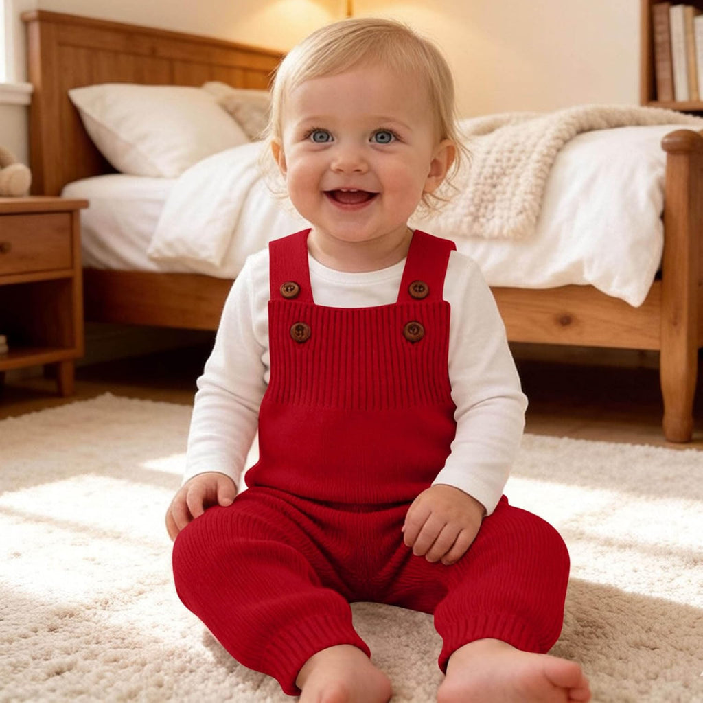 Baby Sweater Romper Knit Solid Color Clothes Suspender Pants Cute Overalls Jumpsuit with Shoulder Straps