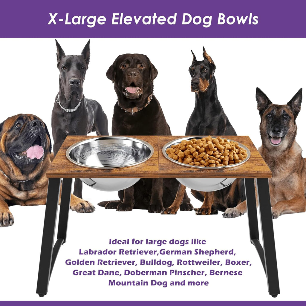 Elevated Dog Bowls for X-Large Dogs with Spill Proof Mat 2 X-Large 3000ML(13CUPS) Stainless Steel Dog Bowls, 16.5"