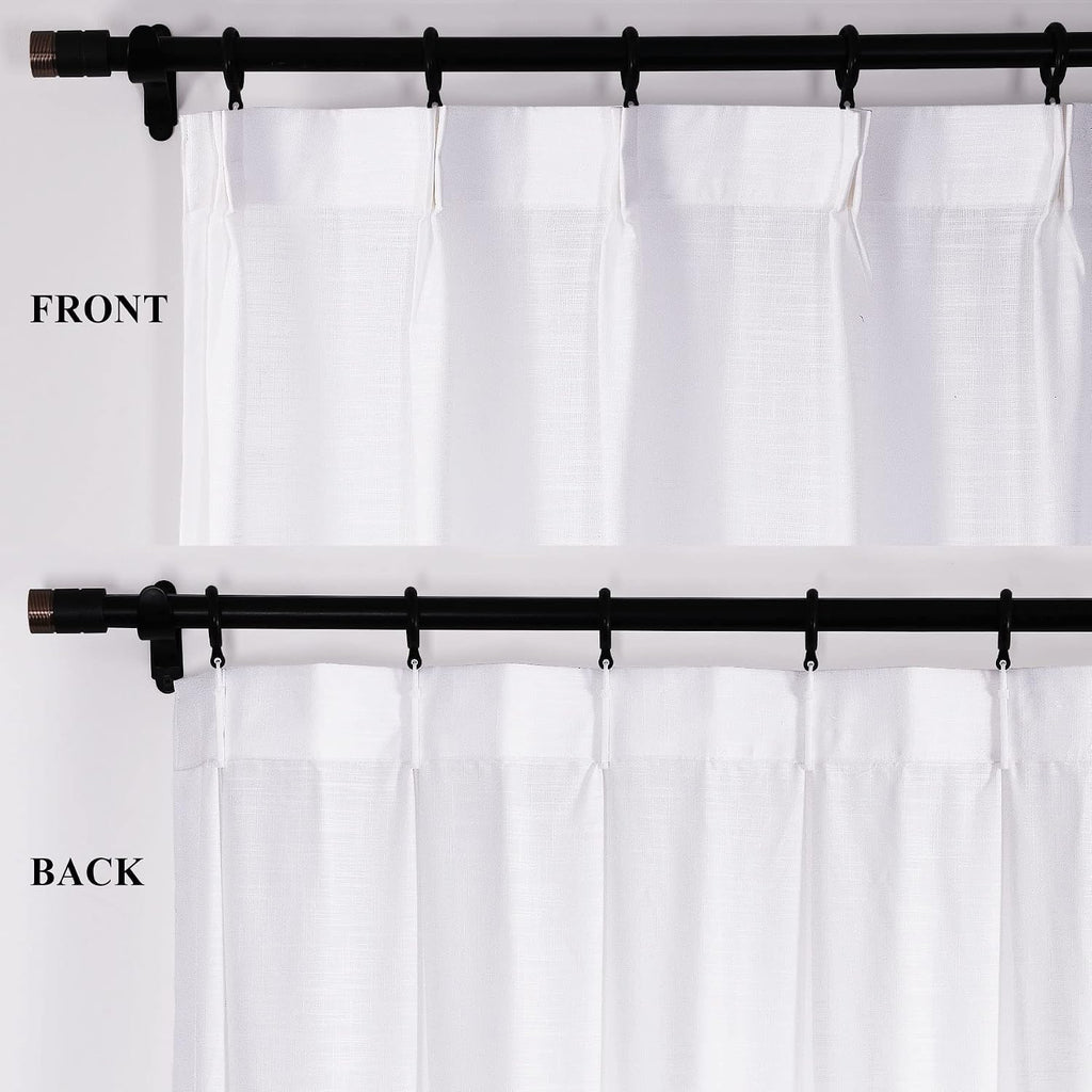 White Sheer Curtains 108 Inches Extra Long Light Through Voile Rich Linen Textured Window Draperies Pinch Pleat