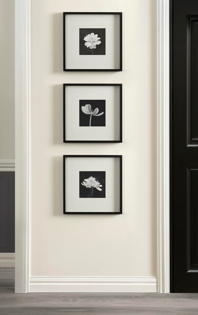 Gibson Modern Wall Picture Frame Set of 3, 16x16 matted to 8x8, Black, Three-Piece Frame Set for Gallery Wall Frame