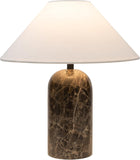 Sansa LED Table Lamp - 14” Modern Stone Table Lamp - Decorative Dimmable Desk Lamp - Brown Marble