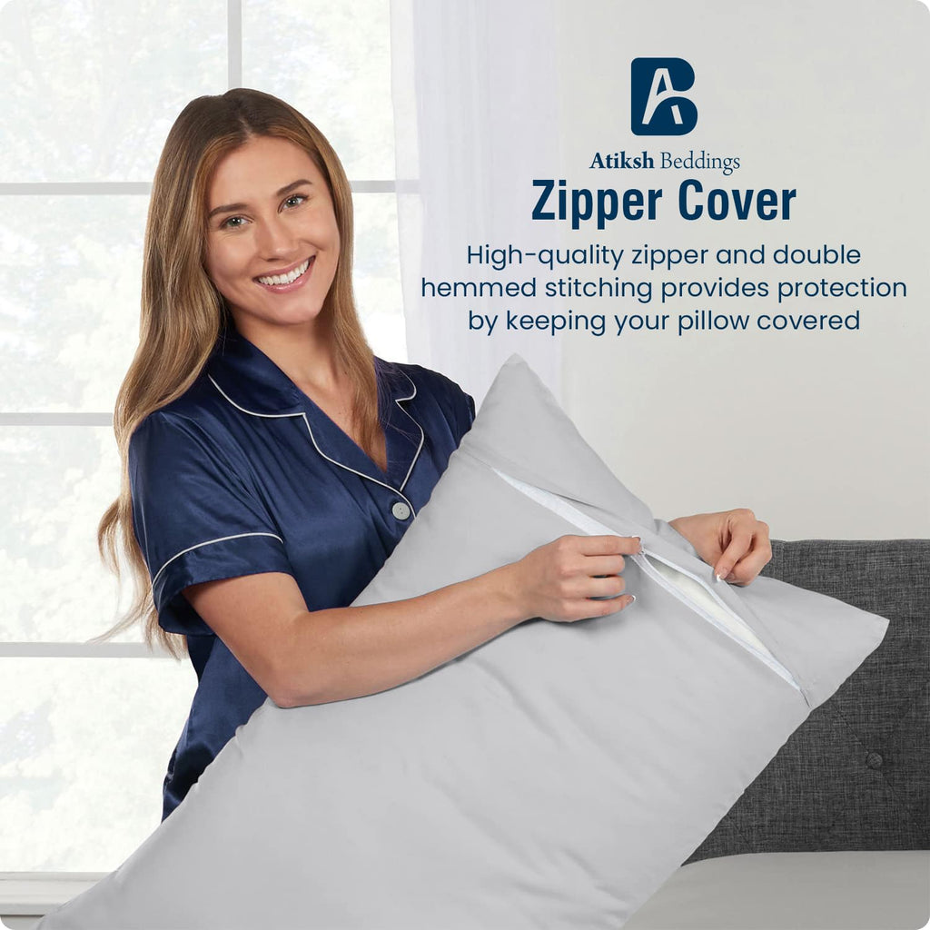 Body Pillow case with Zipper Closure 100% Egyptian Cotton 500 Thread Count Pack of 1 Long Body Pillowcase Cover for