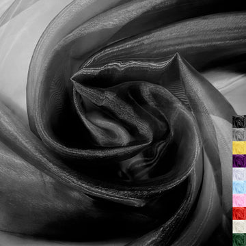 Black Crystal Organza Fabric, 16 Inches x 5 Yards