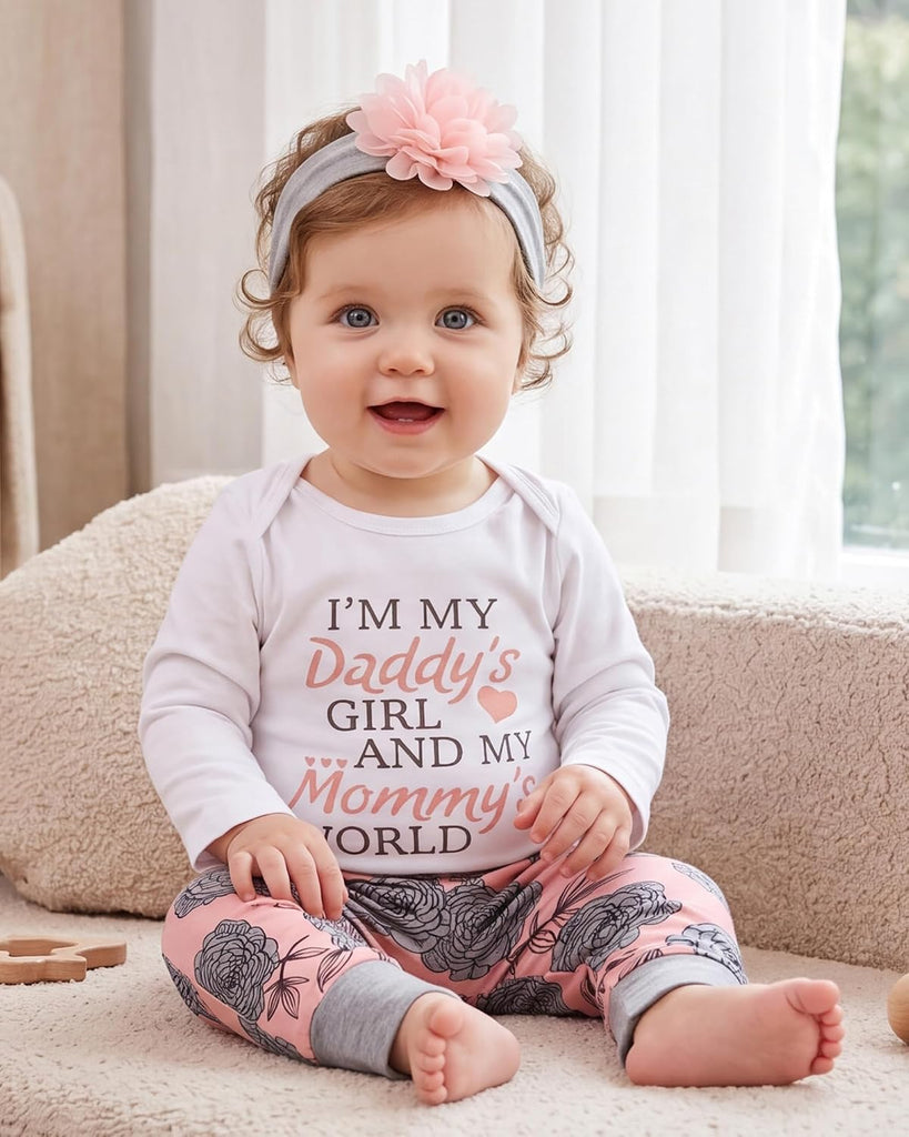 Newborn Baby Girl Clothes Infant Baby Ruffle Romper +Pants + Headband Toddler Girl Outfits Set