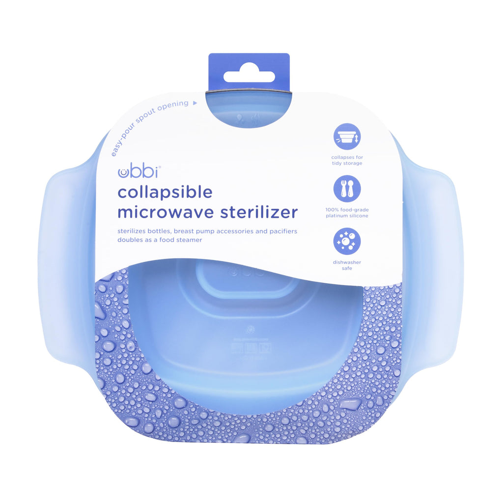 3-in-1 Collapsible Microwave Baby Bottle Sterilizer Wash Bin, Blue