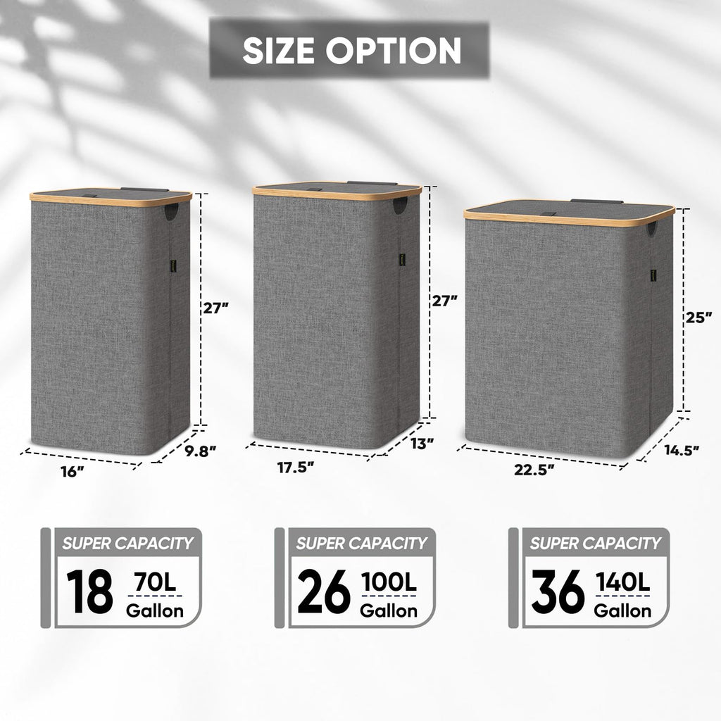 100L Laundry Hamper with Lid, Large Laundry Basket Bin