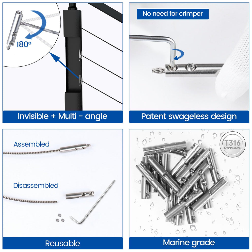 [Patent] 20Pack Cable Railing Hardware Swageless Anchor Terminal CB17