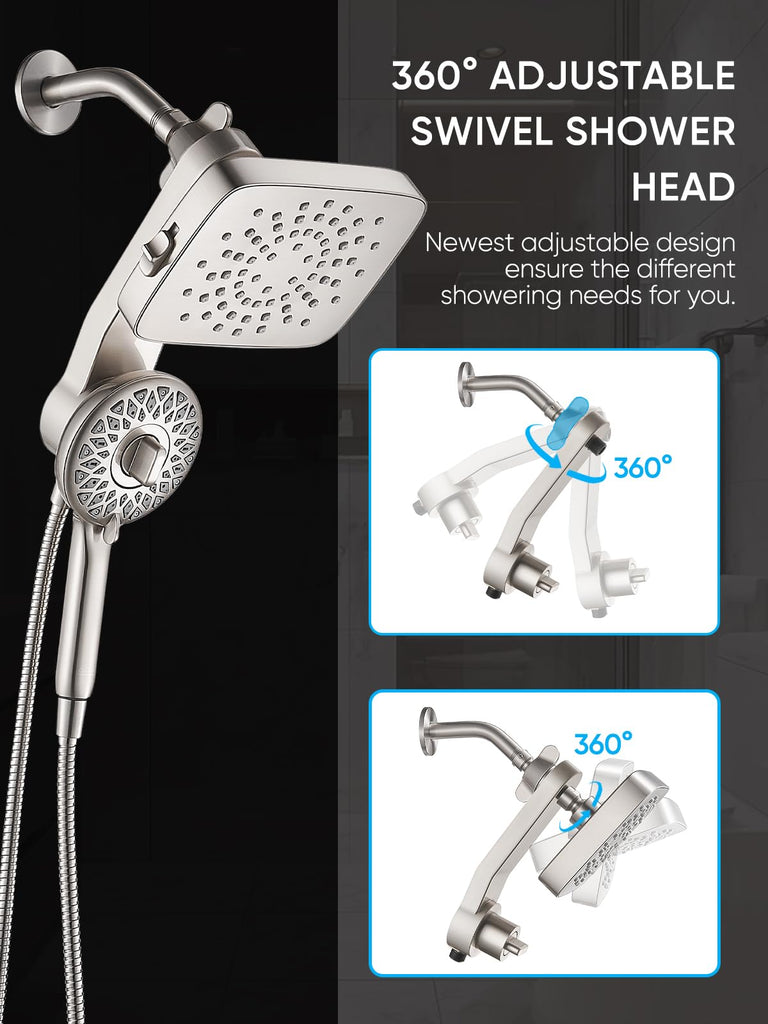 Dual Shower Head with Magnetic Handheld, Brushed Nickel
