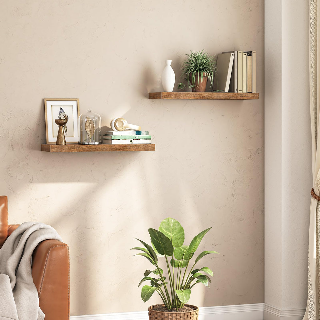 Floating Shelves for Wall, Wall Mounted Shelf Set of 2, 23.6" Hanging Shelf with Invisible Brackets, for Wall Decor