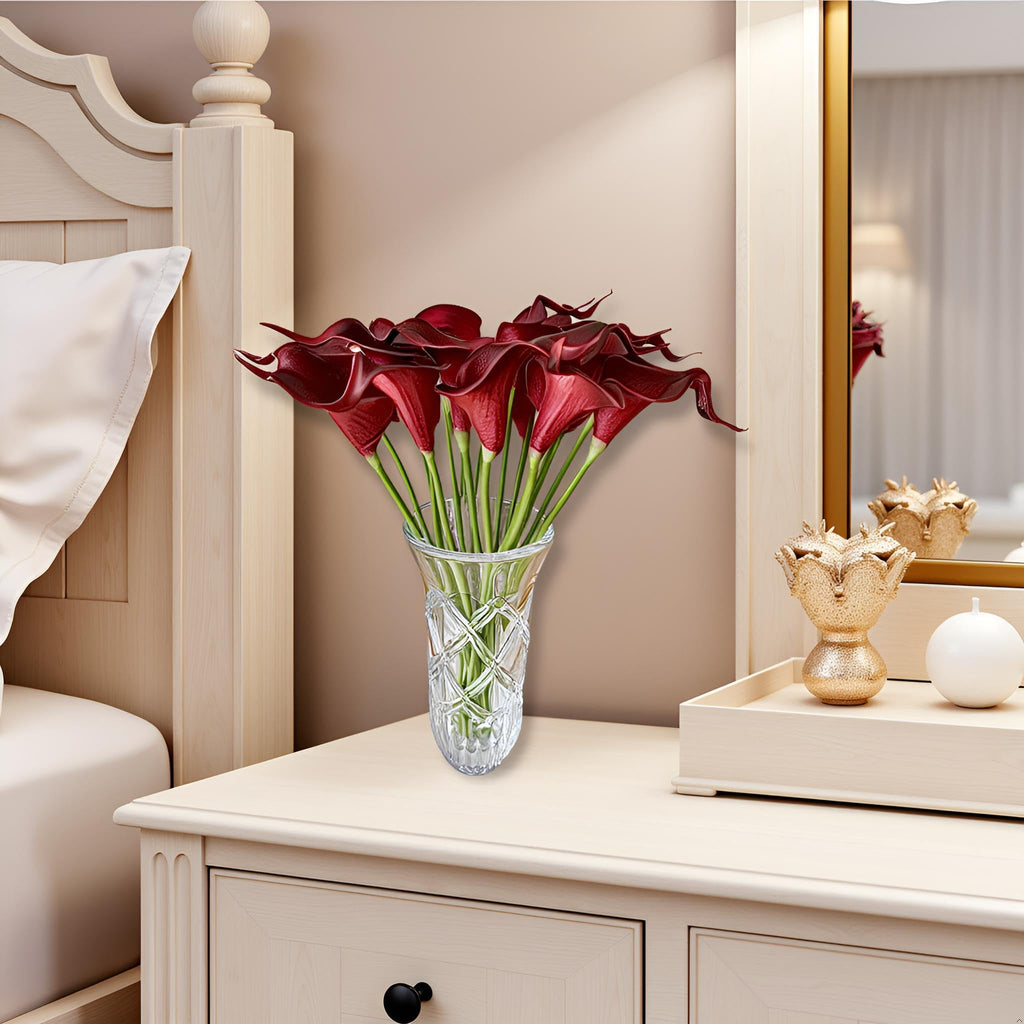 20 Pack 14" Calla Lily Artificial Flowers - Real Touch Burgundy Latex Flowers Decor Tabletop Centerpieces Living Room