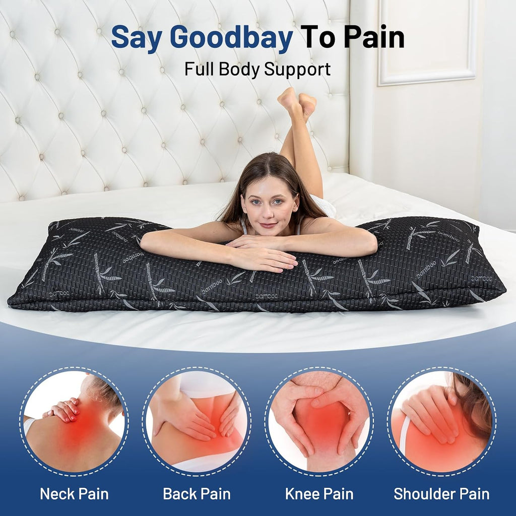 Full Body Pillow with Removable Pillowcase for Adults,(Memory Foam Filling)(Long Pillow for Side Sleepers) (Fluffy