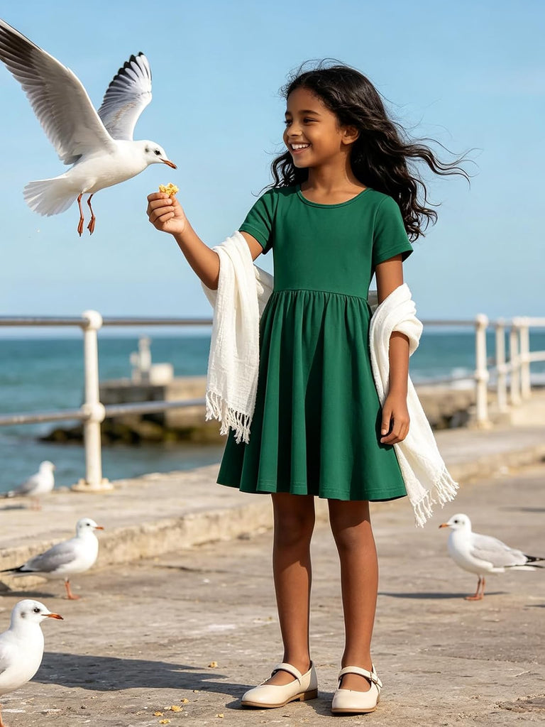 Short Sleeve Twirl Skater Basic T-Shirt Casual Dresses