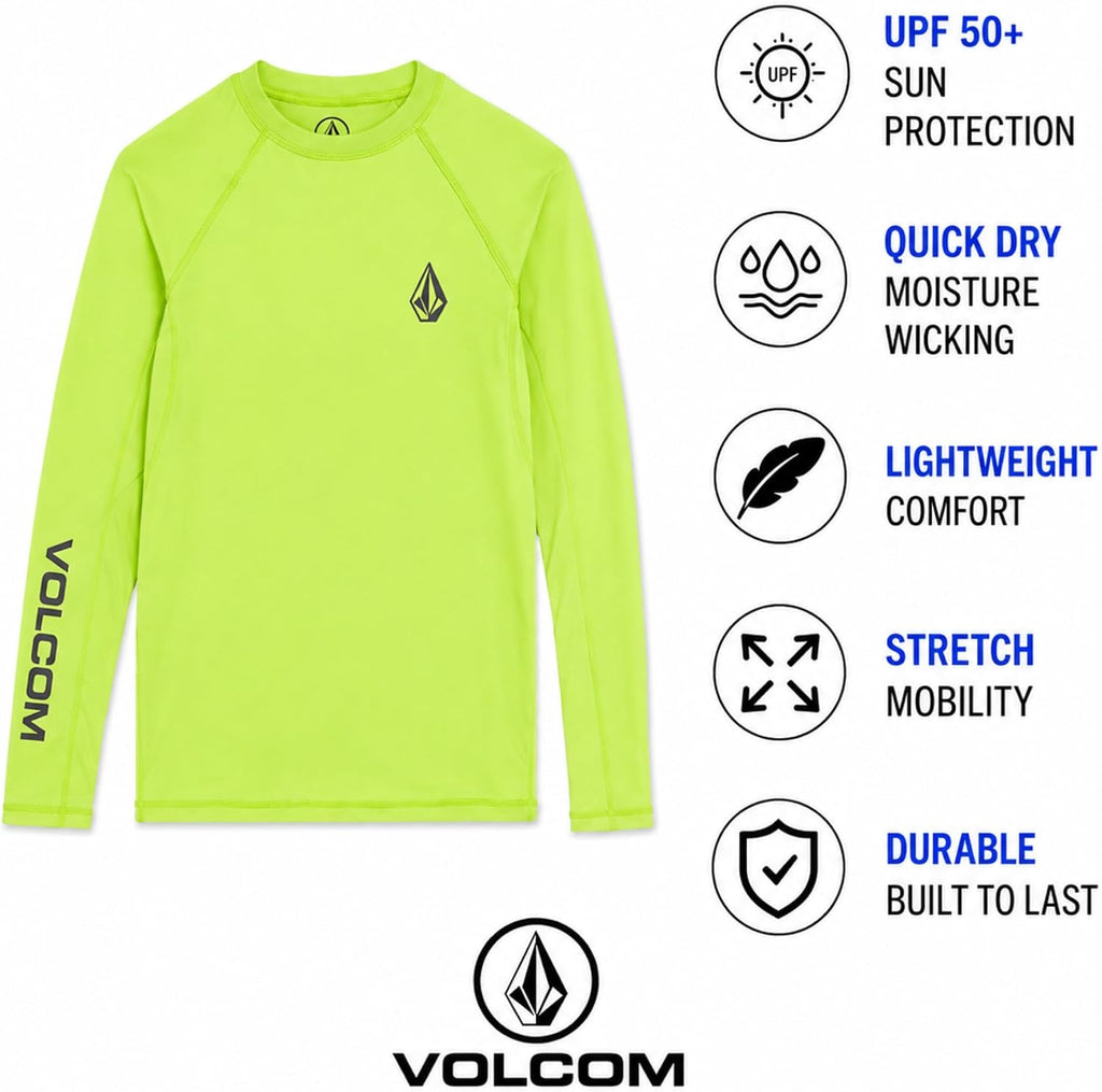 Boys Long Sleeve Rash Guard Swim Shirt, UPF 50+ Quick Dry