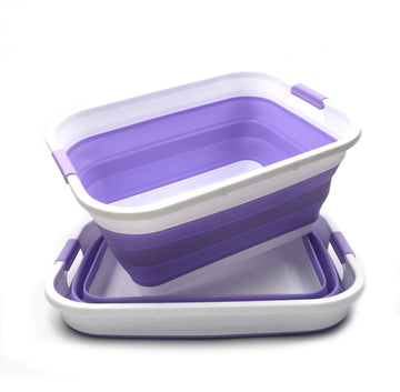 Set of (10.8 gallon) Collapsible Plastic Laundry Basket-Pop Up Storage Container-Portable Washing Tub-Space