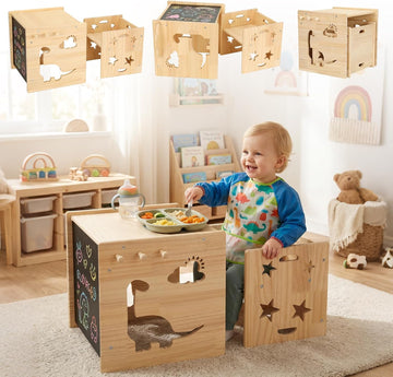 Solid Wood Montessori Weaning Table and Chair Set for Toddlers