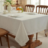 Linen Blend Handmade Hemstitched Tablecloth for Dinner Table, Parties, Wedding Decorations (60" x 10