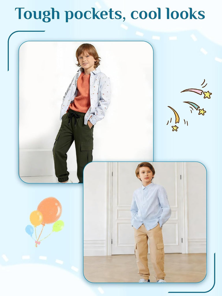 Toddler Boy Pants Joggers Sweatpants for Baby Boys Soft Casual Cargo Pants with Drawstring