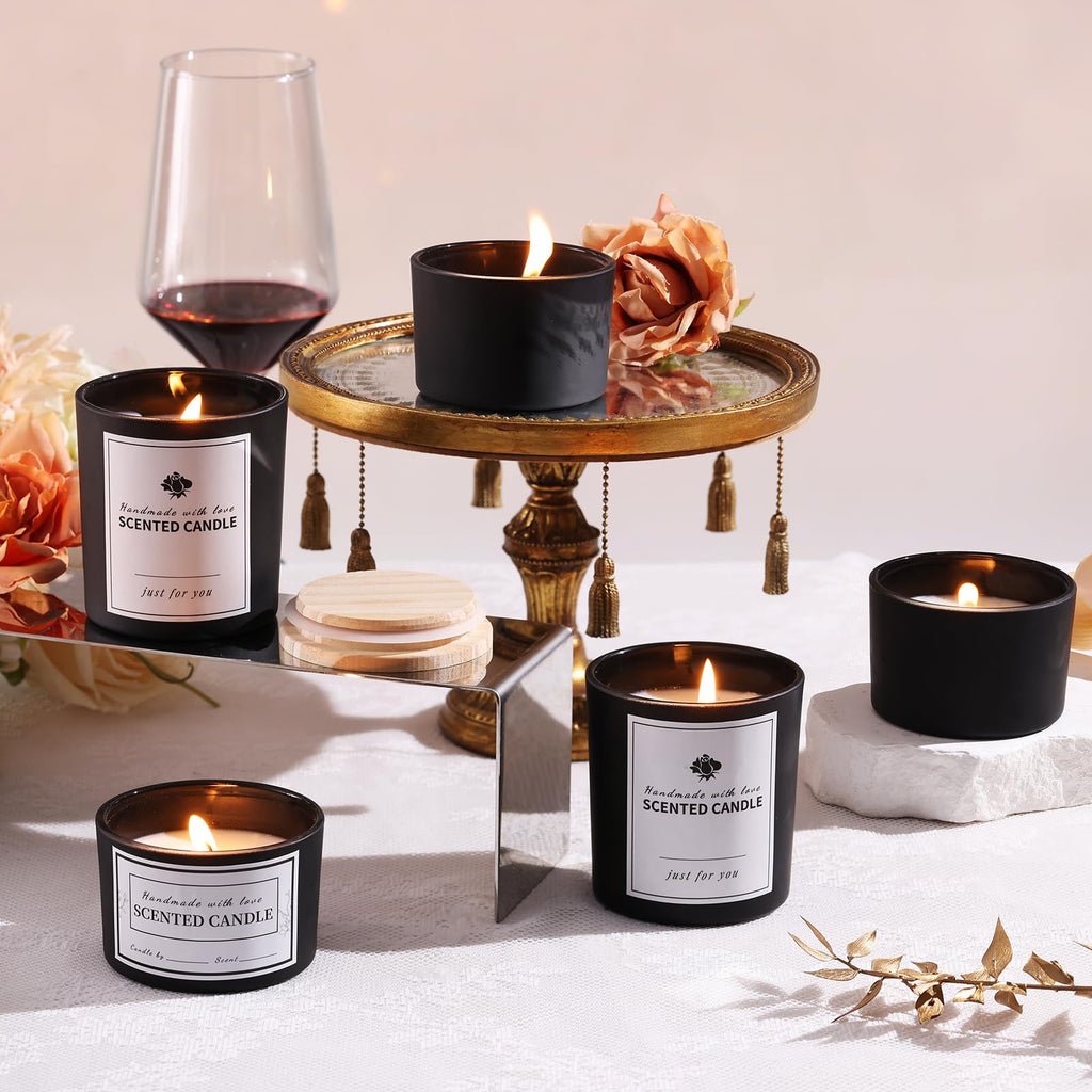 Matte Black Candle Jars with Lids, 16 Pcs Containers for Making Candles