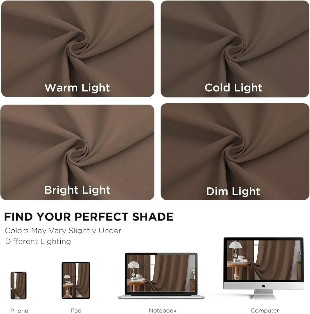 Blackout Curtains 96 Inches Long, Thermal Insulated Black Out Curtains 2 Panels Set, Room Darkening Drapes for Living