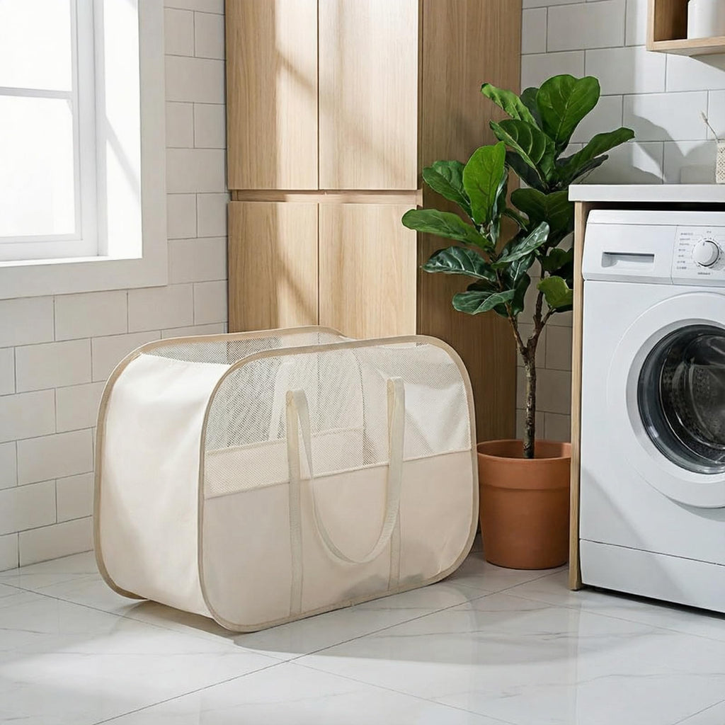 Foldable Laundry Basket with Mesh Window