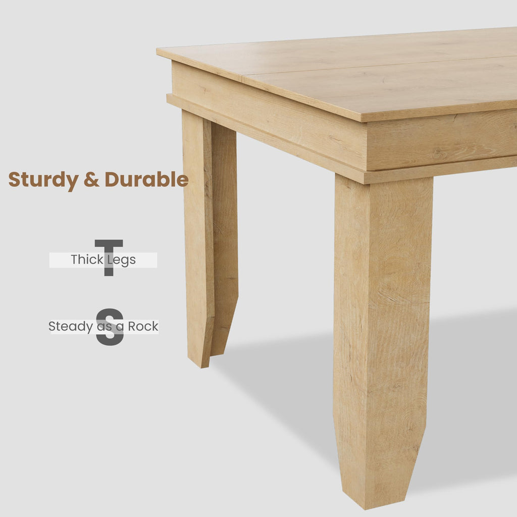 Farmhouse Dining Table for 6-8 People, 71" Long Kitchen Tables