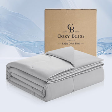 Cooling Comforter Queen Size x Sorona Viscose Natural Fiber, Reversible Silky Smooth Cooling Blanket with Q-Max>0.45