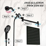 Shower Head, 8 inch Multifunction High Pressure Rain Shower Head with Handheld Spray Combo with 11'' Angle Adjustable