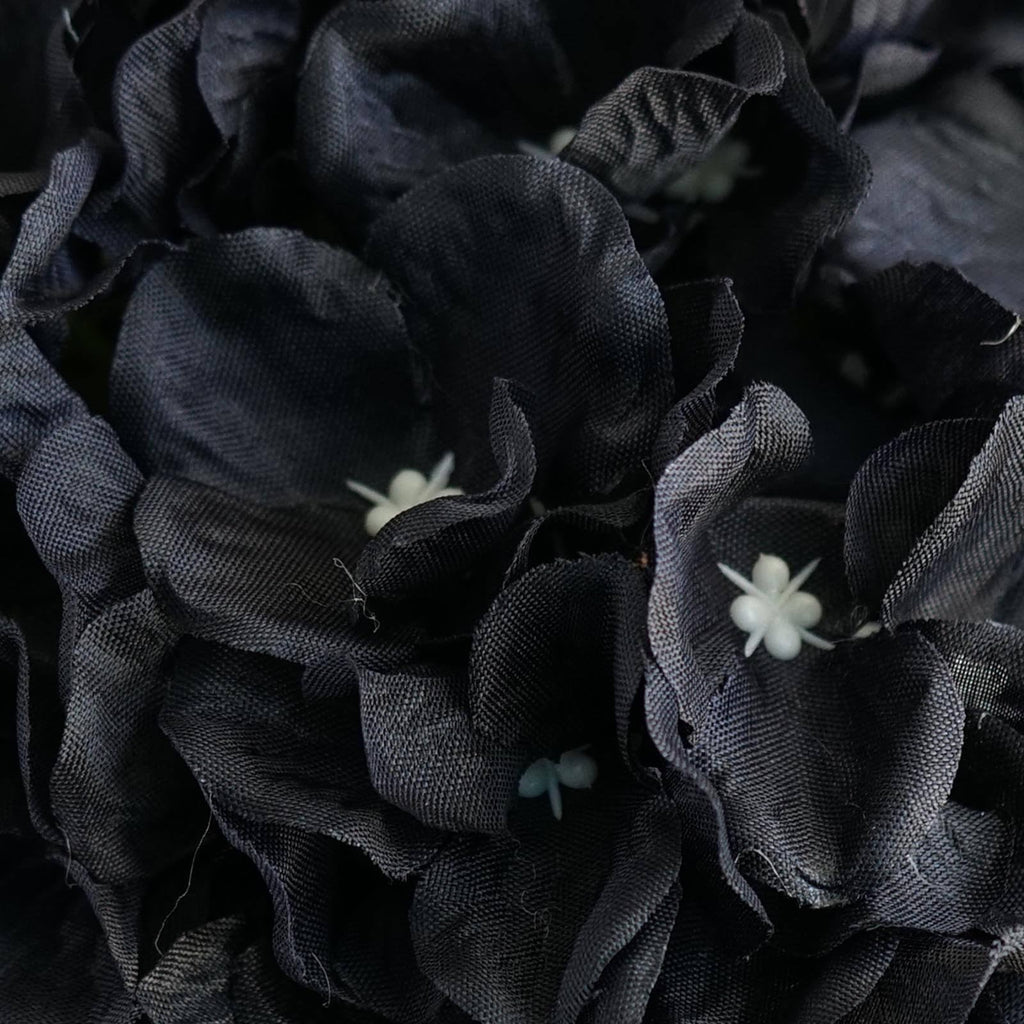 4 Pack 7" Black Silk Hydrangea Kissing Balls - Artificial Pomander Hanging Flower Globes with Ribbon for Wedding