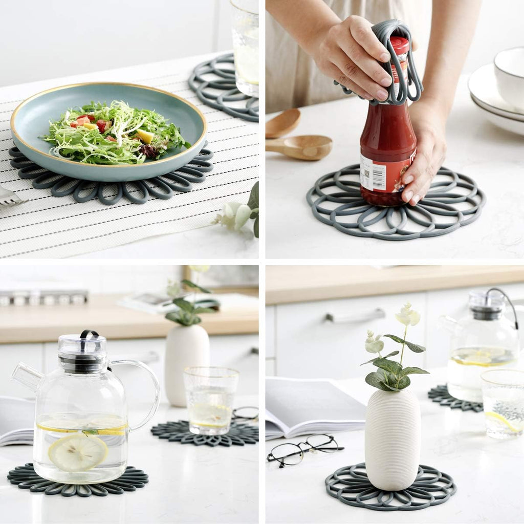 Silicone Trivet Mat - Hot Pot Holder Hot Pads for Table & Countertop - Trivet for Hot Dishes - Non-Slip & - Set of 3