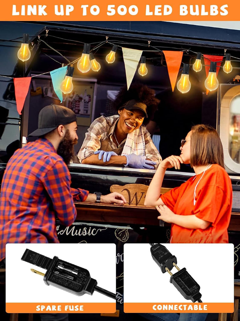 200FT Outdoor Lights with 106 Shatterproof Bulbs(6 Spare), IP45 Waterproof Outside String Lights, Patio String Lights