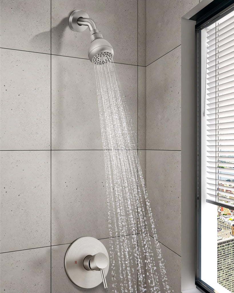 Shower Faucet Set with Rough-In Valve and Shower Head, Brushed Nickel