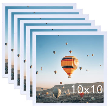 10x10 Picture Frame Set of 6 Black for Wall Hanging, Wall Mounting Horizontally or Vertically, 10 x 10 Square Wall