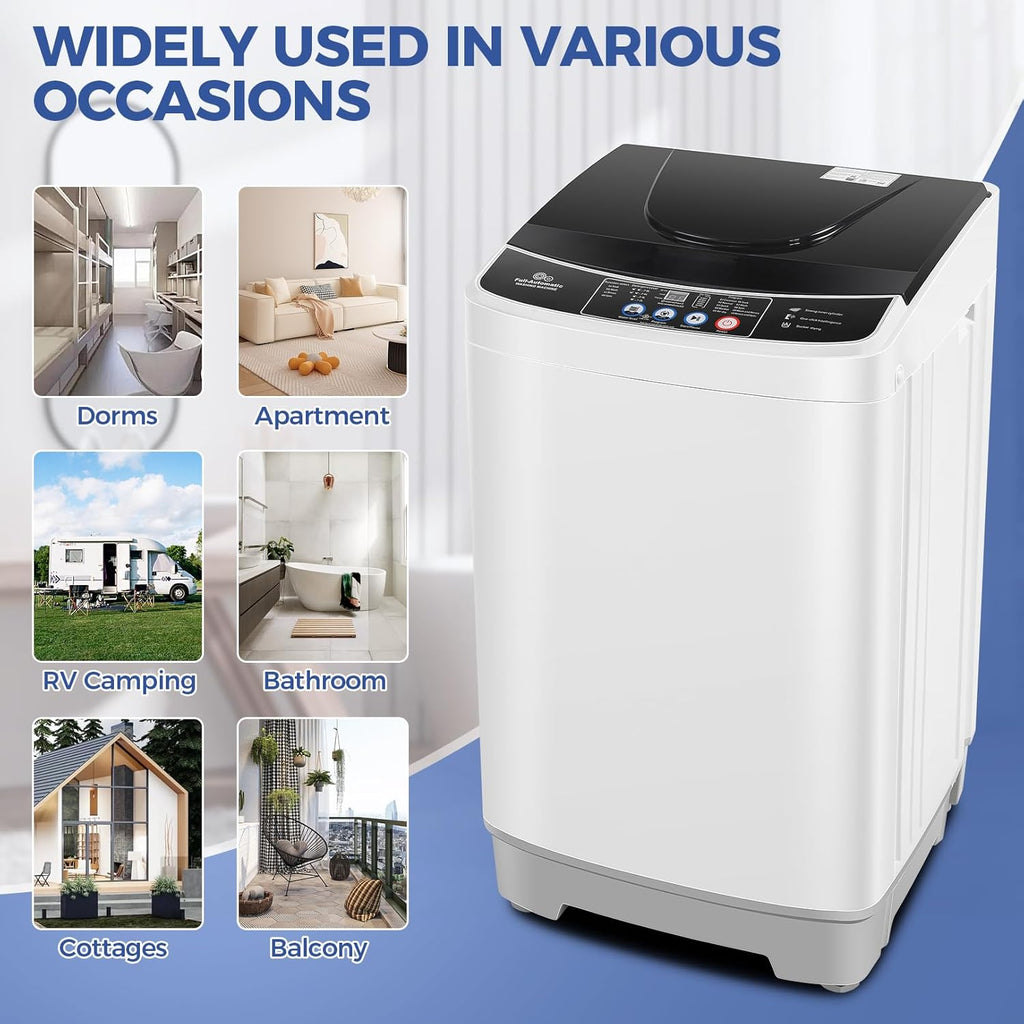 Portable Washing Machine, 20Lbs Capacity Full-Automatic Portable Washer, 2.8Cu.ft Washer and Dryer Combo with Drain