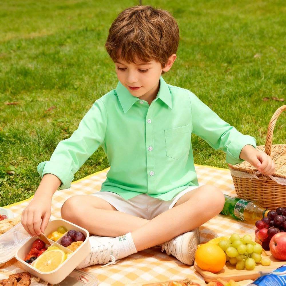 Boys Long Sleeve Dress Shirts,Button Down Oxford Formal Shirts
