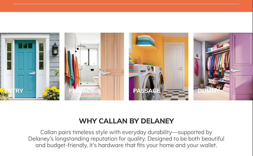 Callan by Delaney Hardware Colton Exterior Single Cylinder Front Door Handleset with Saxon Knob Interior