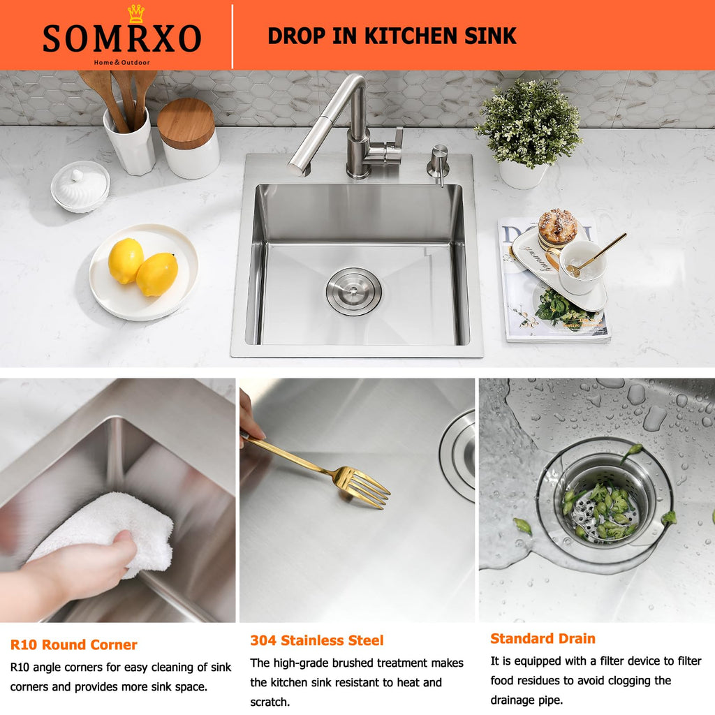 15x15 Drop In Bar Sink with Faucet