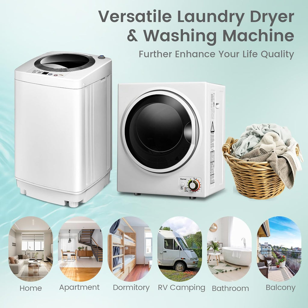 Washer and Dryer Combo Set, 8Lbs Capacity Portable Washing Machine with 6 Wash Programs and 1.5 Cu.Ft. Tumble Laundry