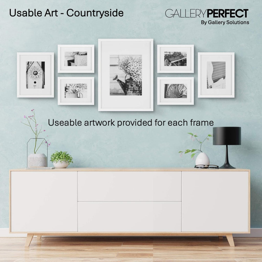 Multi-Size Picture Frame Set 7 Pack, White Gallery Wall Frames with Hanging Hardware, Clear Glass - One 12x16, Two