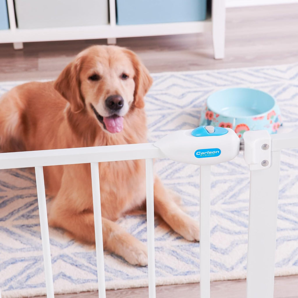29-36.5" Extra Wide Dog Gate with Small Pet Door, Walk-Through Pressure Mounted Metal Indoor Pet Safety Gate, Tested